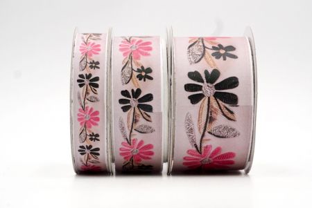 Frühling Schwarz/Pink Blume Jacquardband_AI-KN